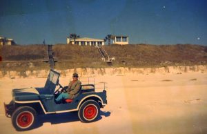 Vintage SoWal – Babo on the Beach in the Blue Goose